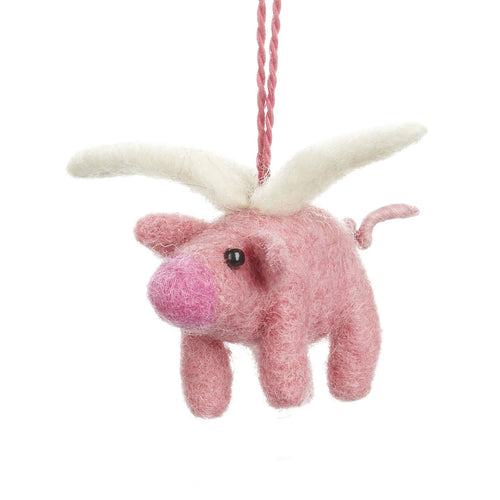 Handmade Felt Flying Pig 