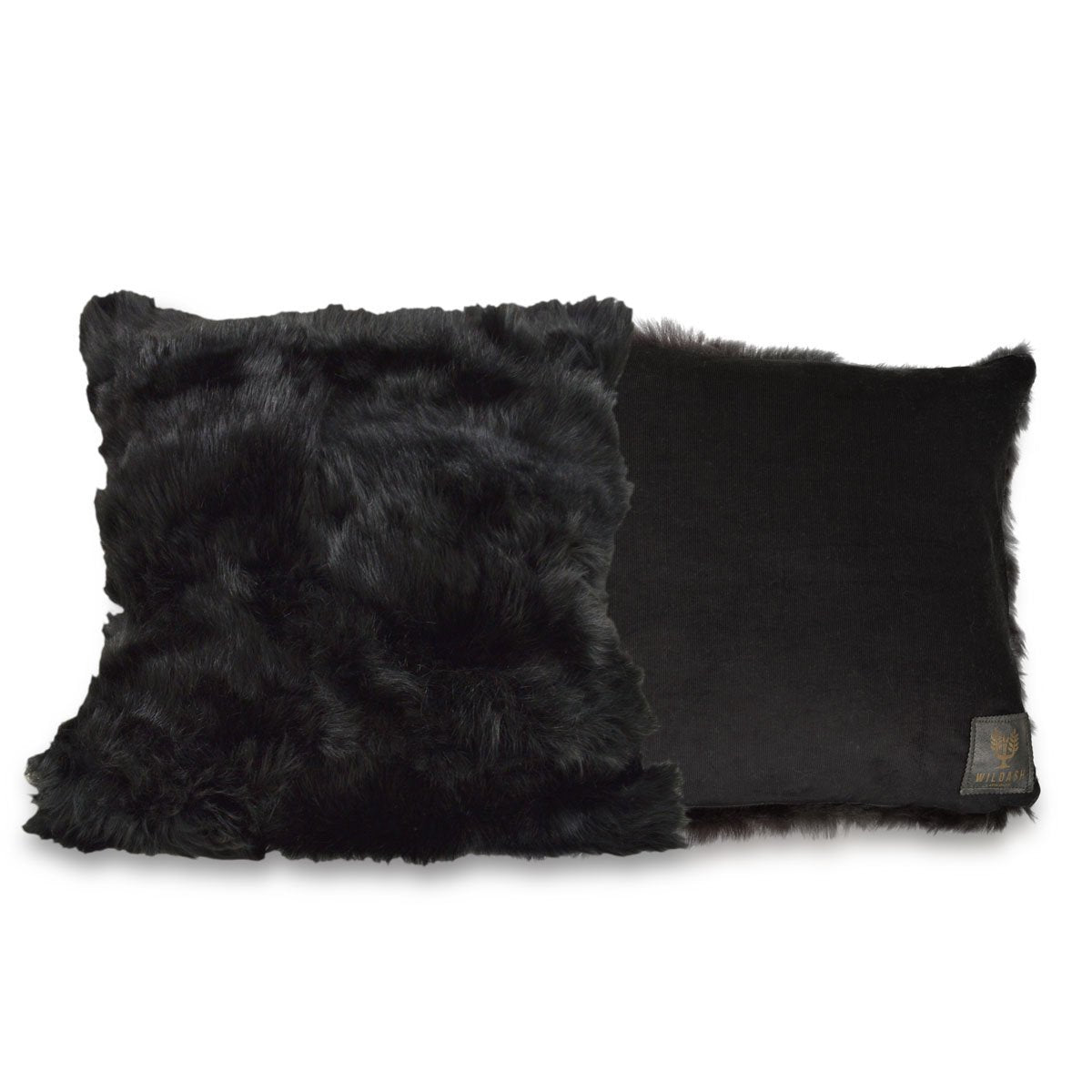 Tuscan Shearling Cushion Square 45cm Black & Black Cord