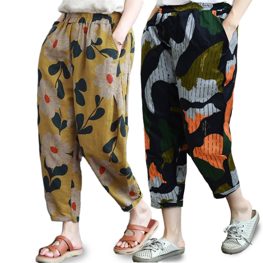 GuoChe Abstract Yellow Floral Summer Pajama Pants For Women Womens