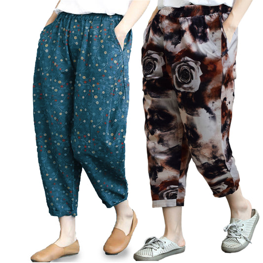 Vintage Printed Stylish Trousers Combo Pack For Womens & Girls (Pack o –  Evalaxy