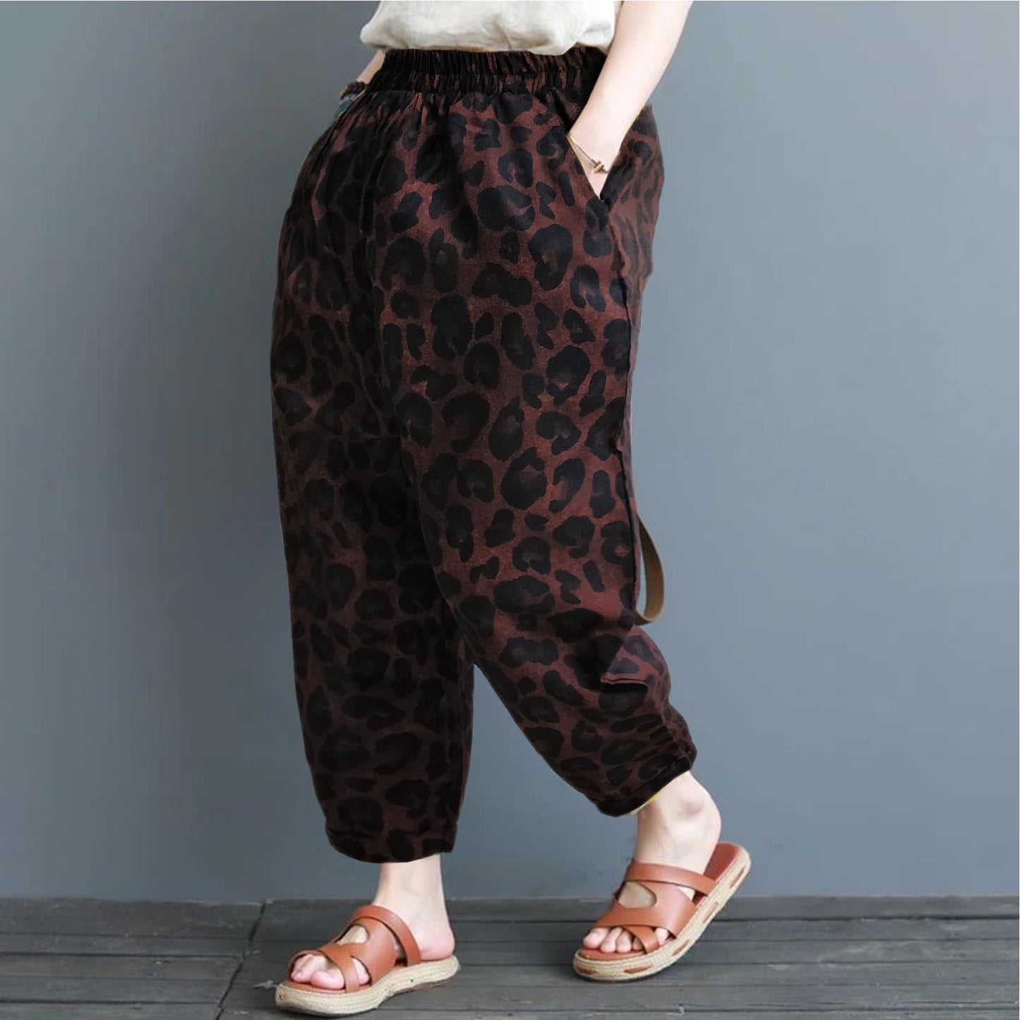 Vintage Leopard Prints Baloon Pajama Capri Style Pant For Womens & Gir ...