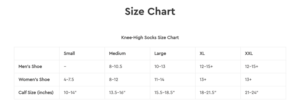 booms size chart