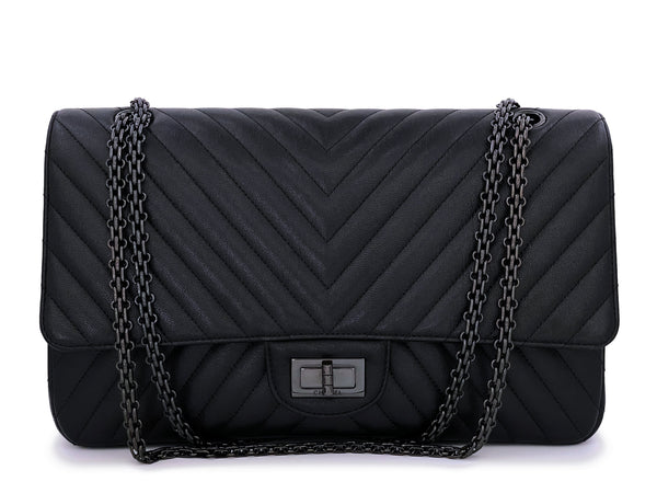 Chanel So Black Reissue Chevron Medium-Large 2.55 Double Flap – Boutique Patina