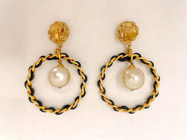 Chanel 23c CC Logo Enamel Drop Earrings