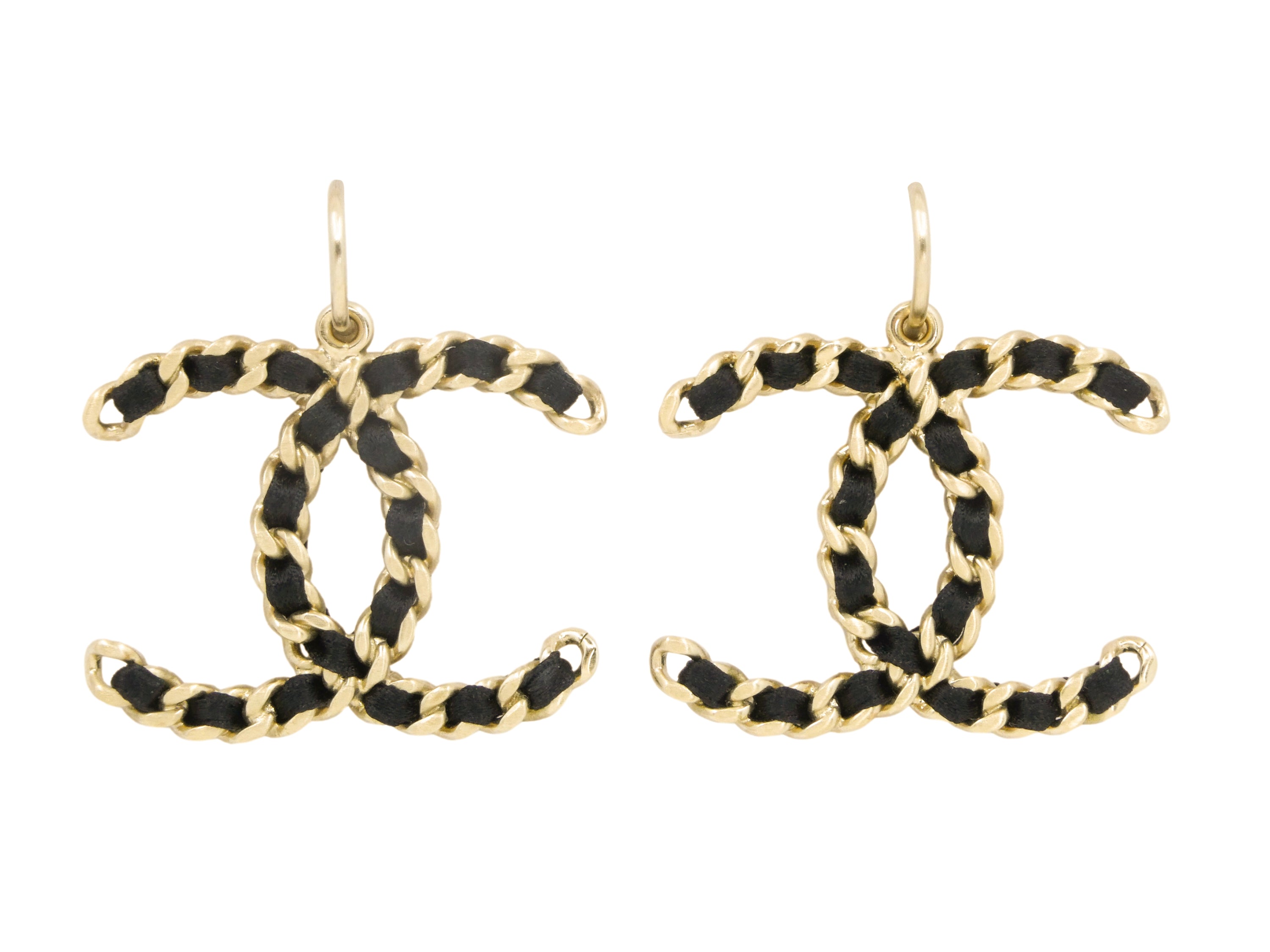 chanel logo pearl earrings