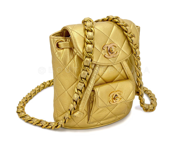 Chanel Black Quilted Lambskin Mini Duma Timeless CC Backpack Gold