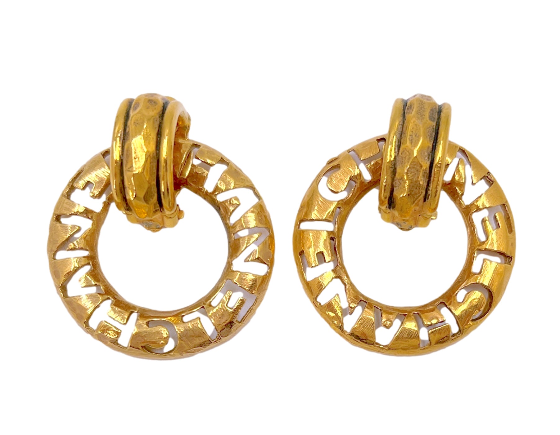 Chanel Vintage Cut Out Chanel Huggie Clip On Earrings