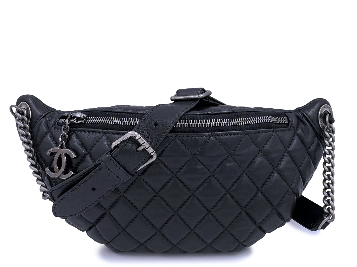 CHANEL 19 Large Flap Black Quilted Goatskin Leather Shoulder Bag