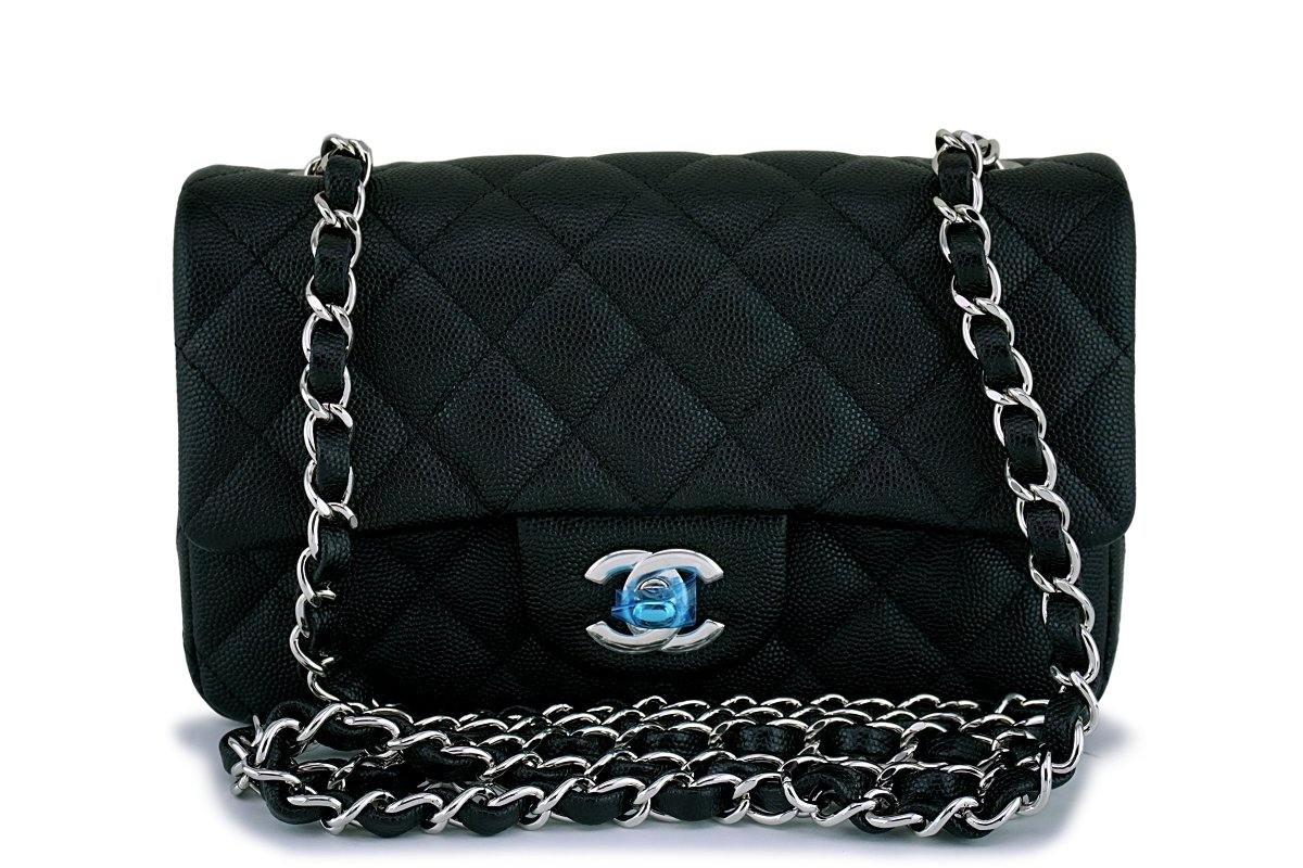 Chanel Mini Rectangular Flap 18C Black Iridescent Black Caviar in Caviar  with Dark Silver-Tone - US