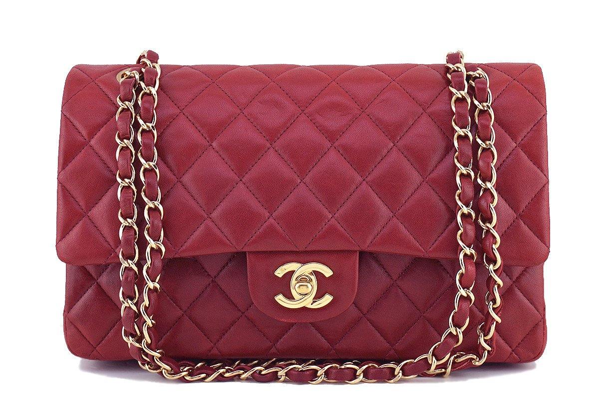 Chanel Dark Red Lambskin Medium-Large Classic 2.55 Double Flap Bag ...