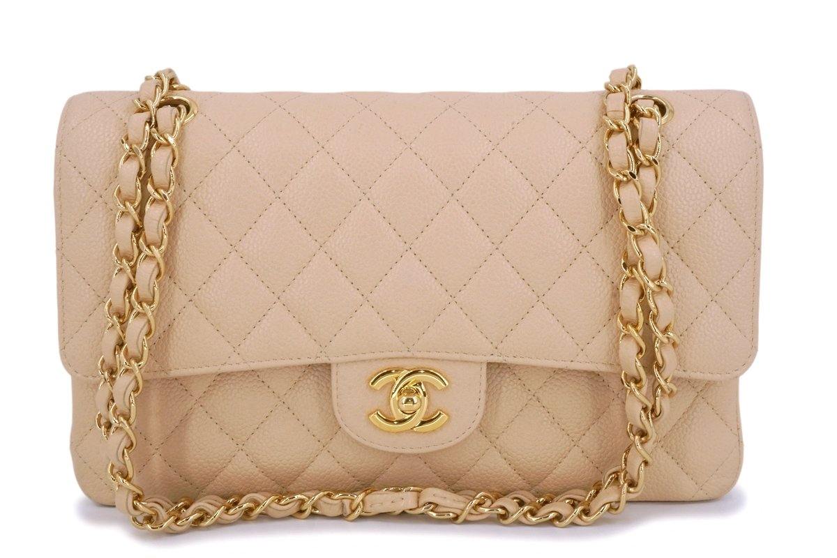 Chanel Beige Claire Quilted Caviar Small Classic Double Flap Gold Hardware,  2022 Available For Immediate Sale At Sotheby's in 2023