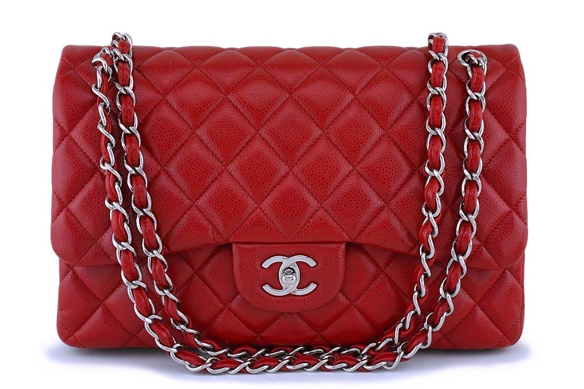 11P Chanel Red Caviar Jumbo Classic Double Flap Bag SHW – Boutique Patina