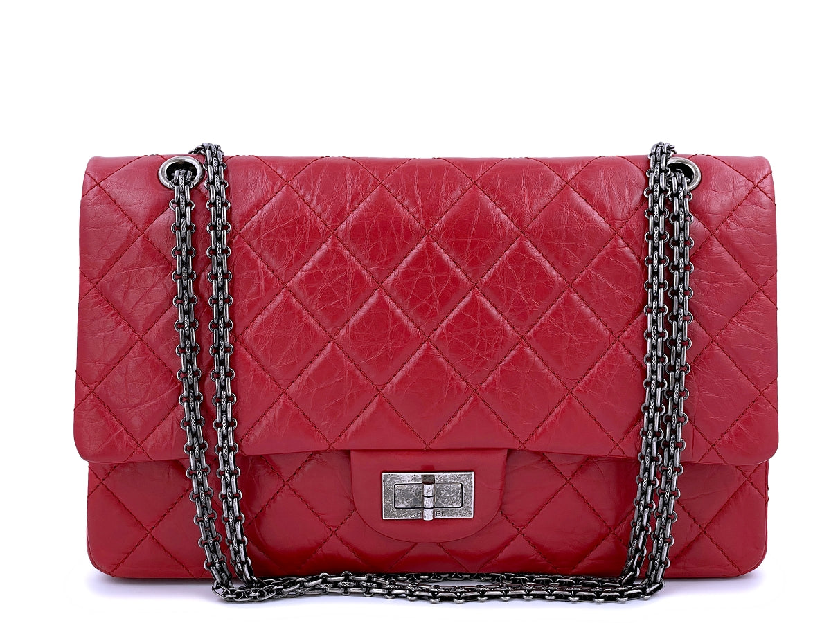 Chanel Red 2.55 Reissue Quilted Classic Jersey Leather 227 Jumbo Flap Bag