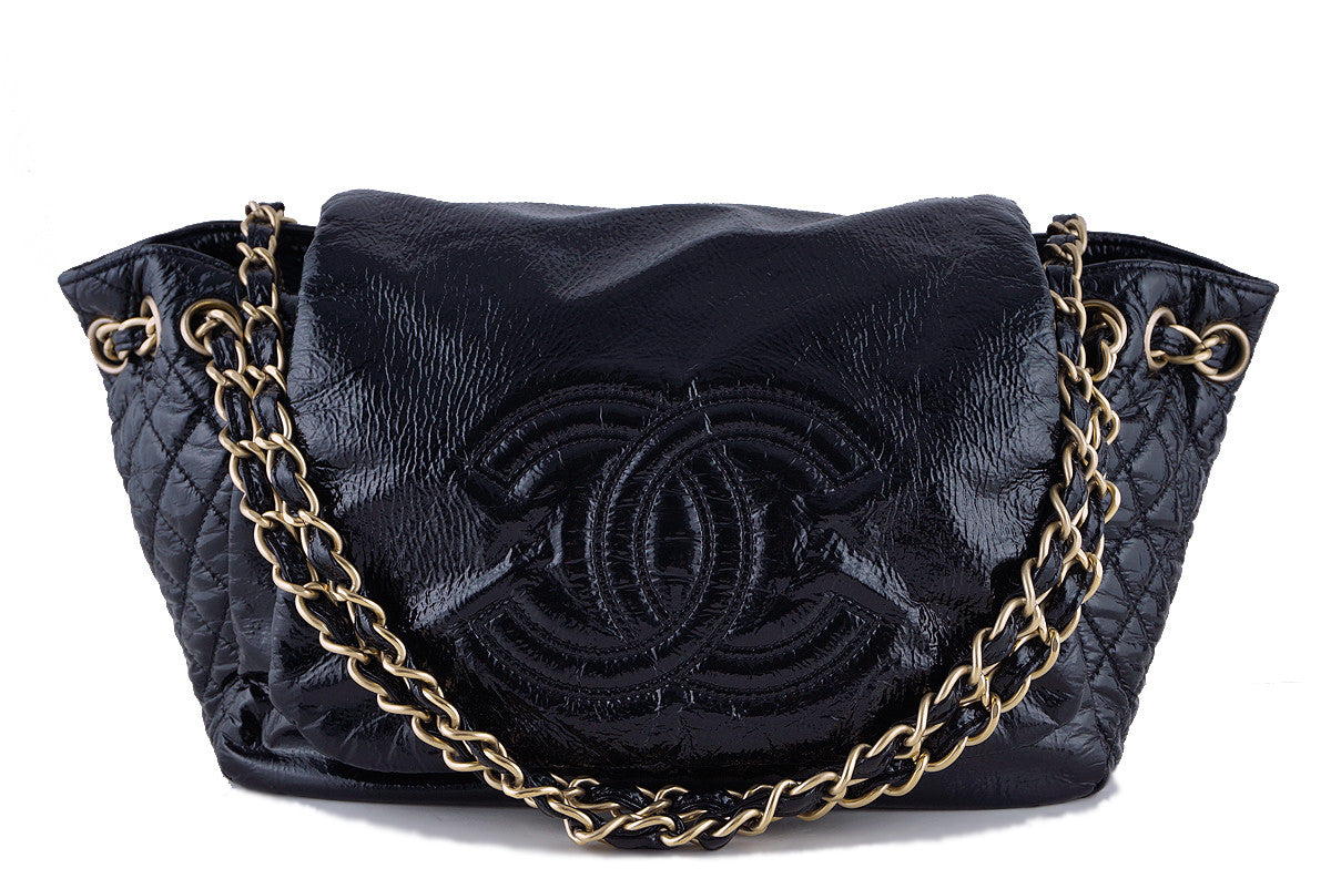 Chanel Black Patent Jumbo Clutch On Chain ABC0148 – LuxuryPromise