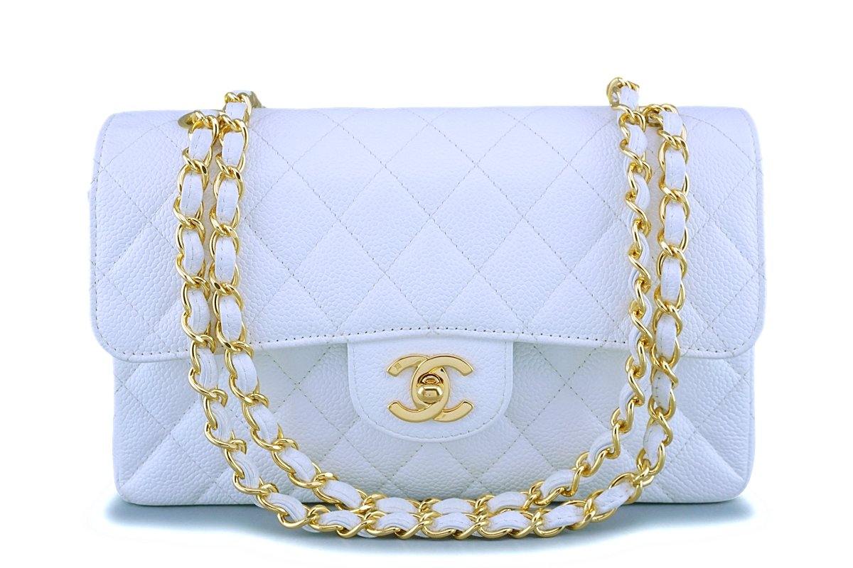 Chanel 1998 Vintage Beige Caviar Small Classic Double Flap Bag 24k