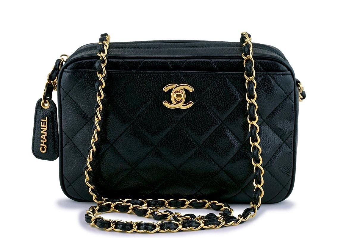 1993 / Vintage Chanel Black Camera Bag With Cc Flap