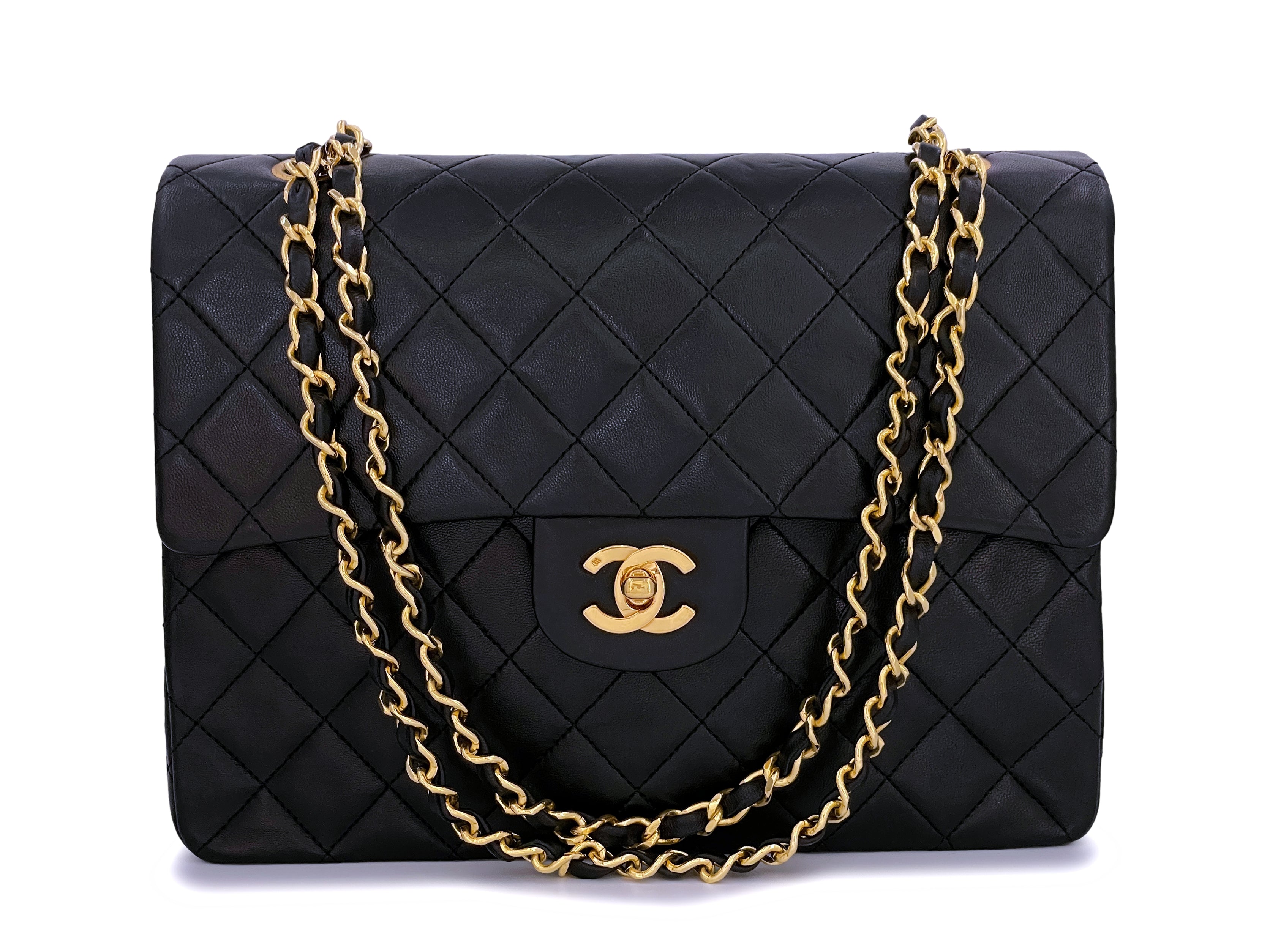 Chanel 1989 Vintage Black Tall Medium Classic Double Flap Bag 24k GHW ...