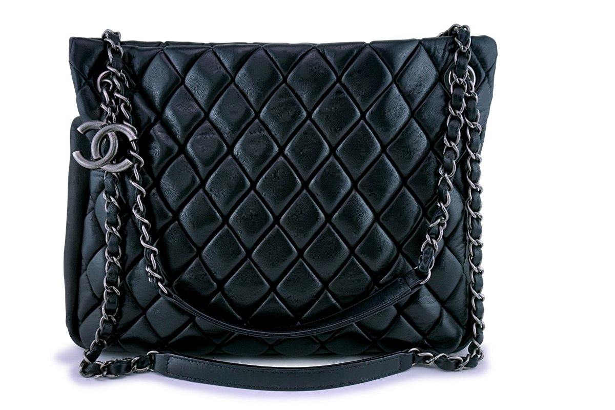 CHANEL Calfskin Quilted Medium Bubble CC Flap Bag Black 86523