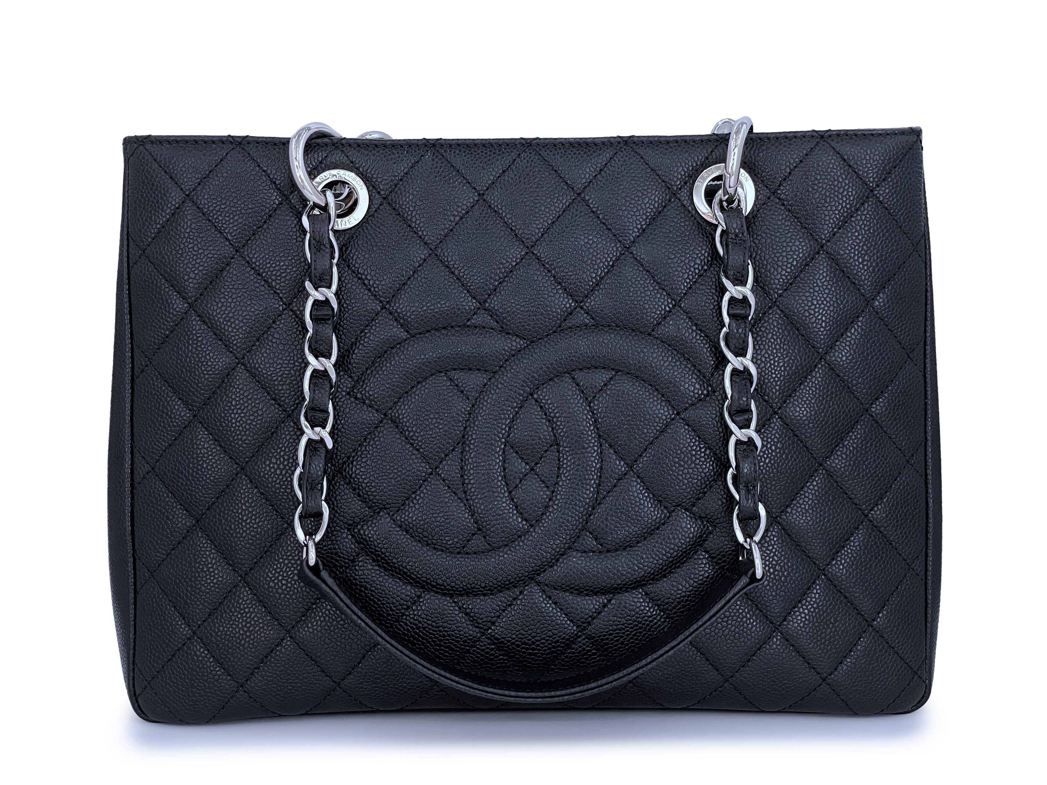 Pristine Chanel Black Caviar Grand Shopper Tote GST Bag SHW – Boutique ...