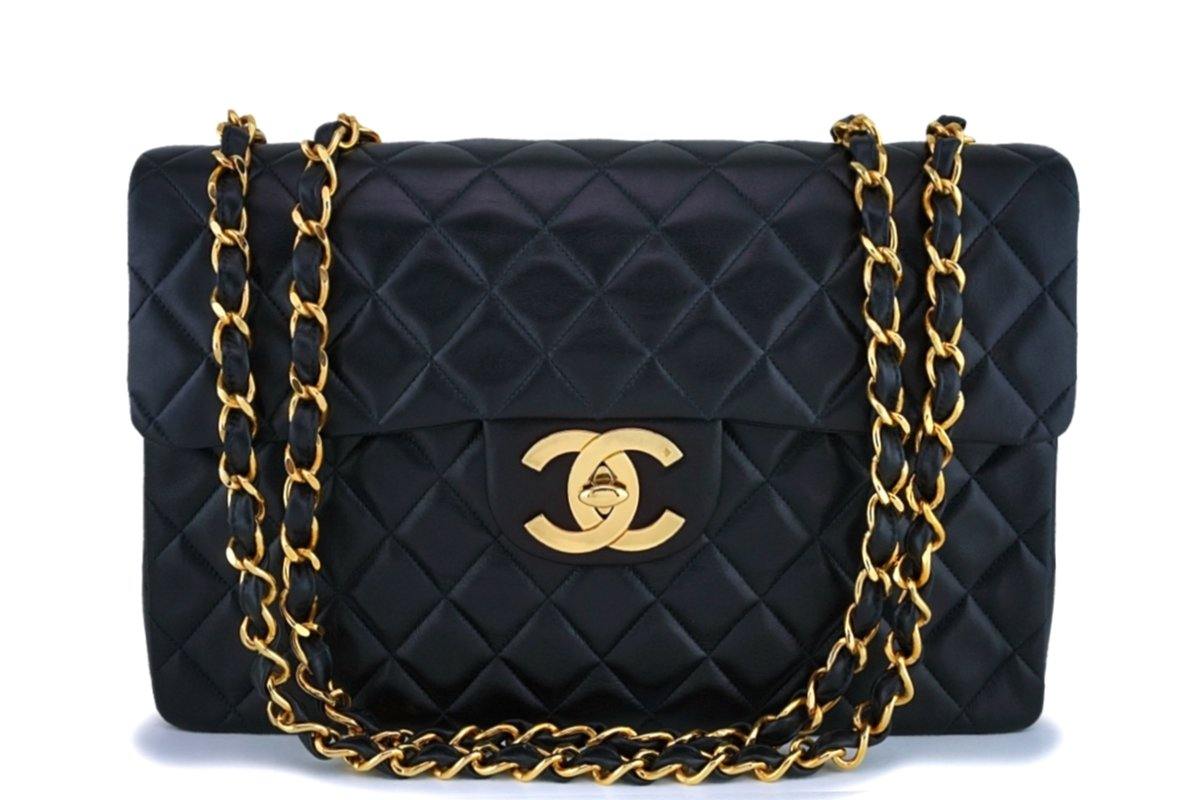 Chanel Black Vintage Lambskin Maxi Jumbo XL Classic Flap Bag 24k GHW – Boutique  Patina