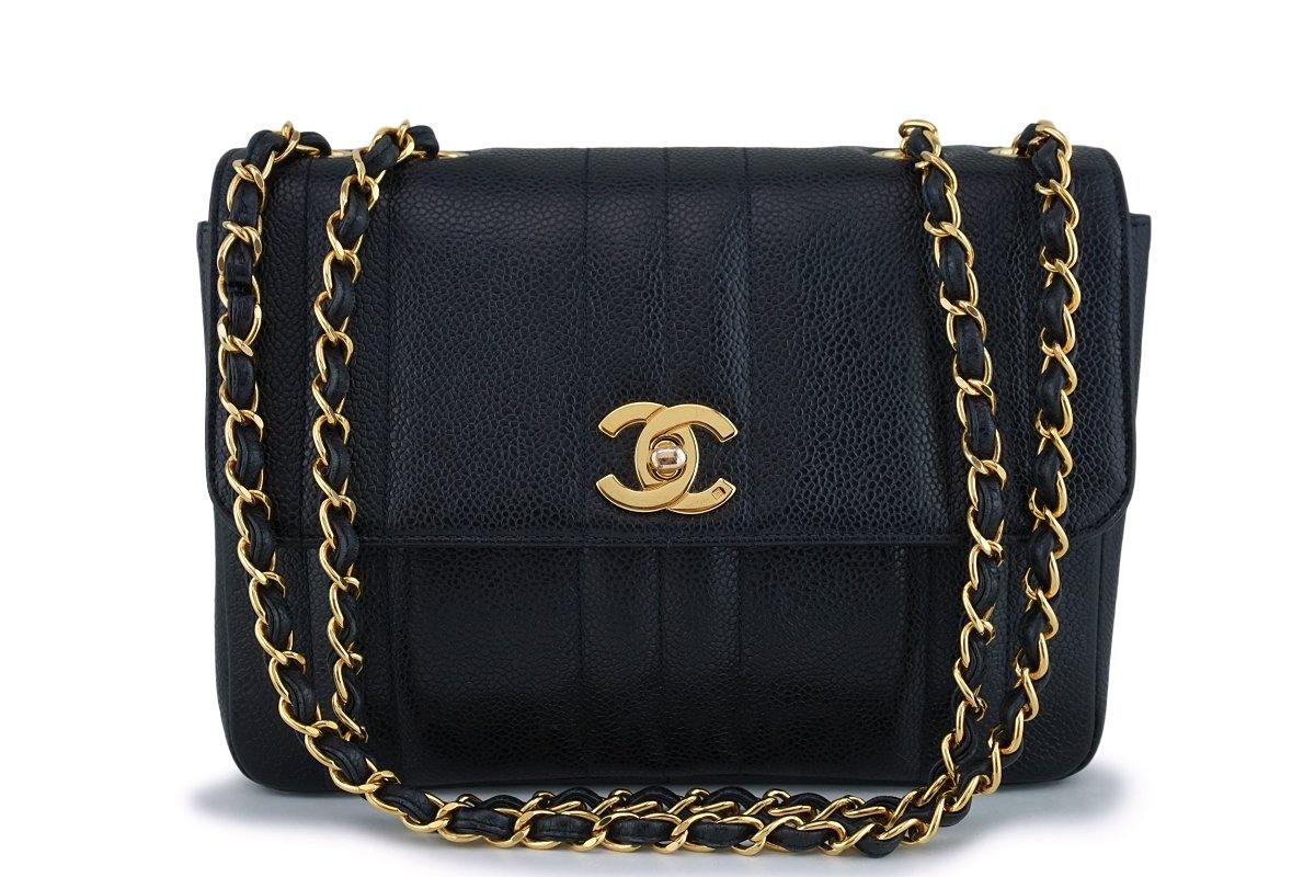 Chanel Vintage Black Caviar Medium Classic Mademoiselle Flap Bag ...