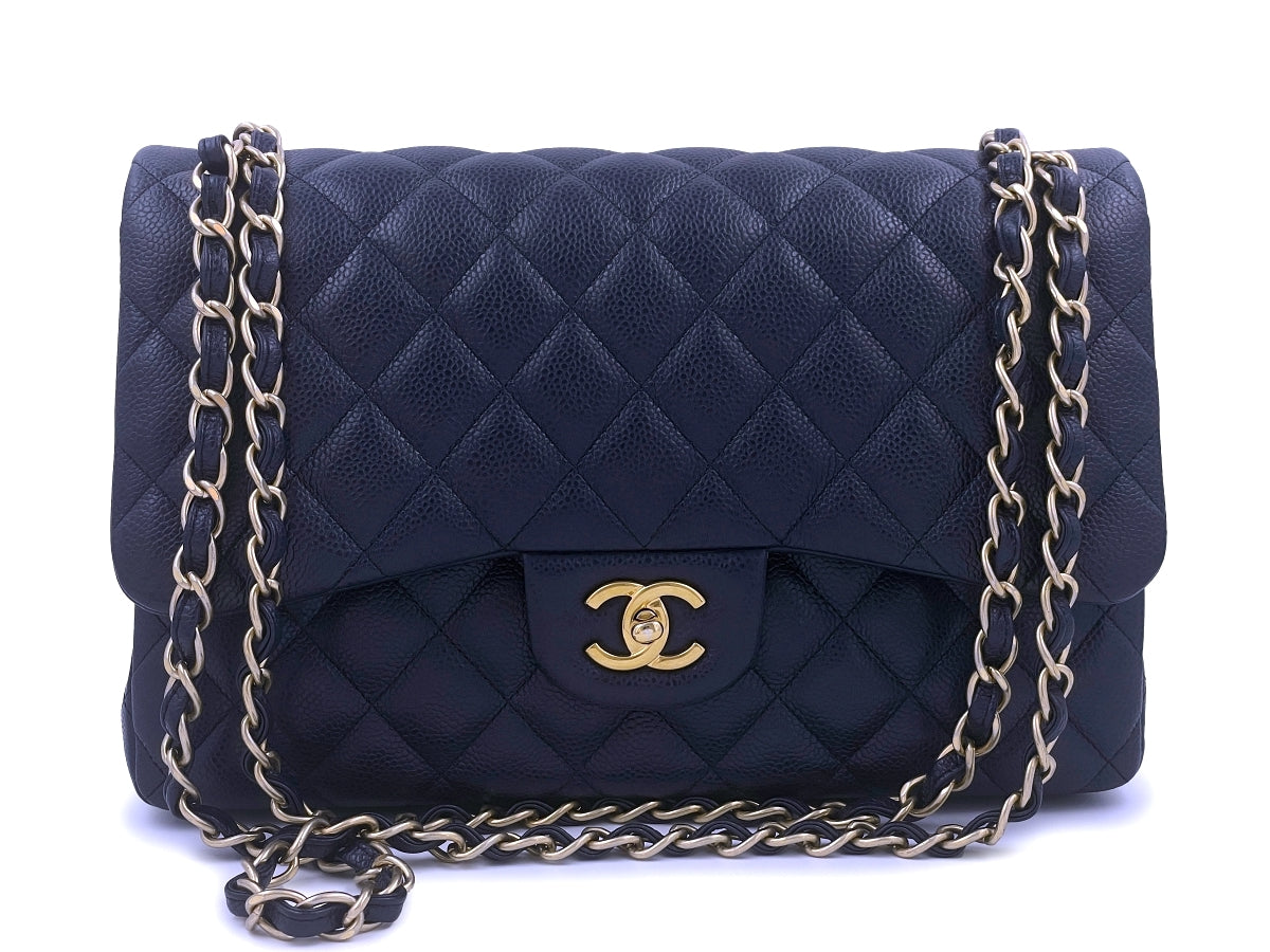 Chanel 19 large handbag, Shiny lambskin, gold-tone, silver-tone