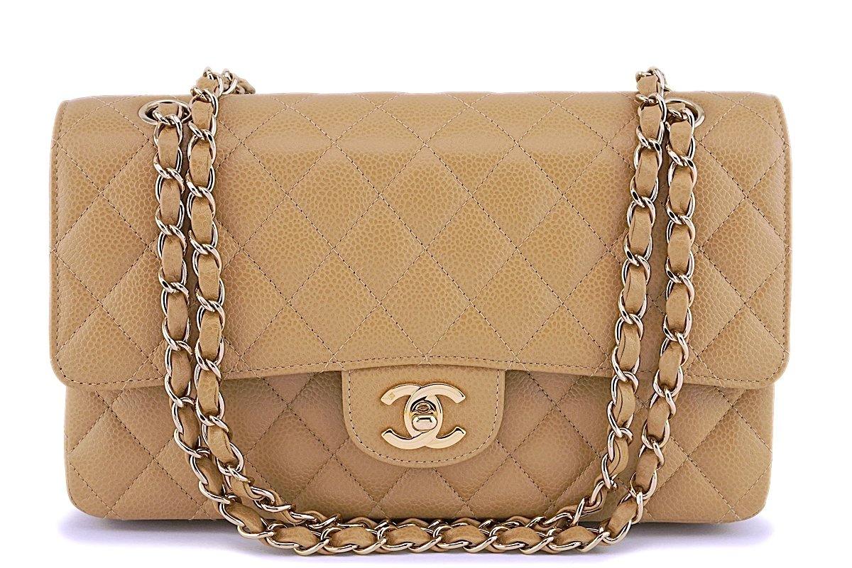 Chanel Double Flap Camel Leather Shoulder Bag (Pre-Owned)