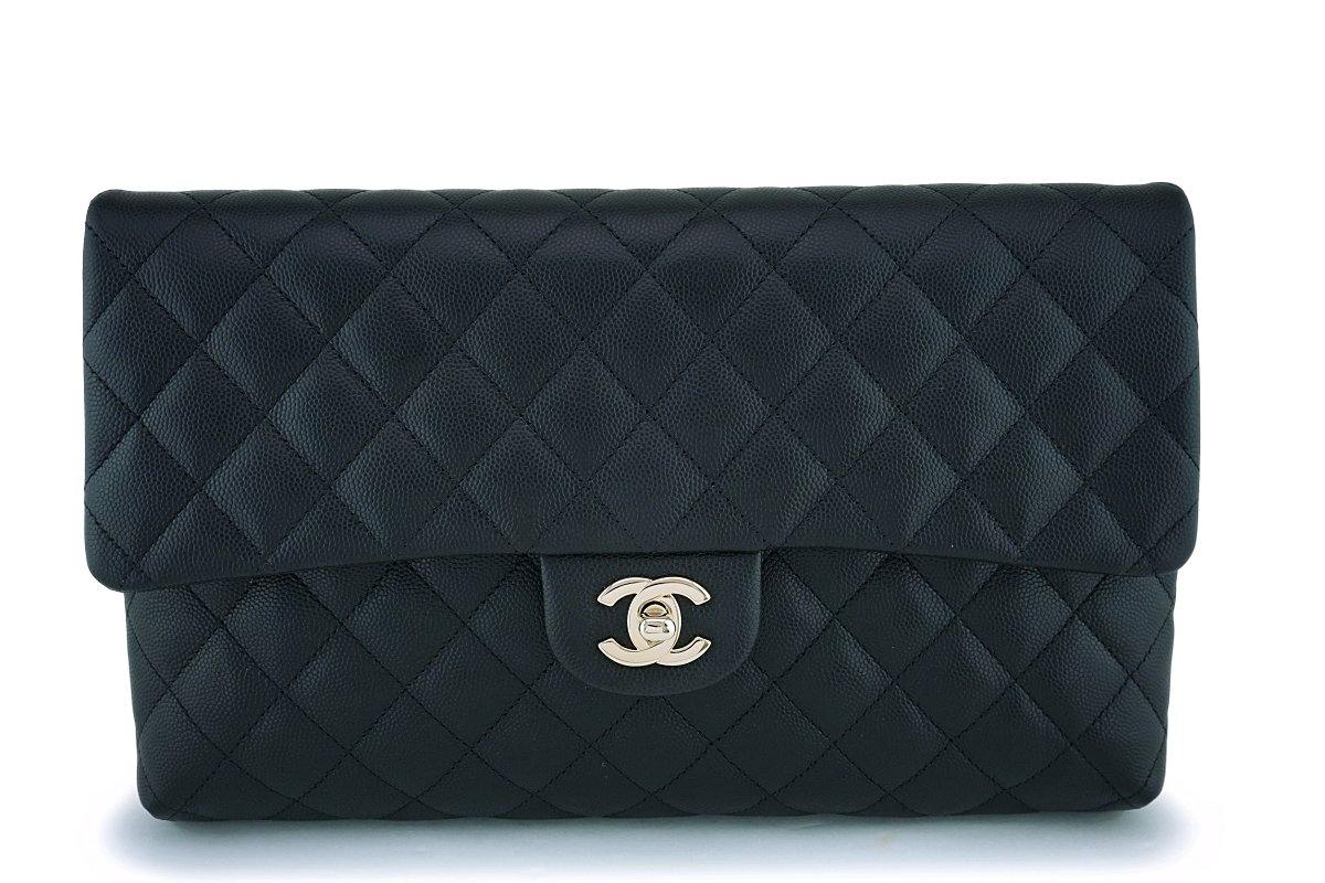 Black Quilted Caviar Leather Timeless Clutch Silver Hardware, 2007, Handbags & Accessories, 2021