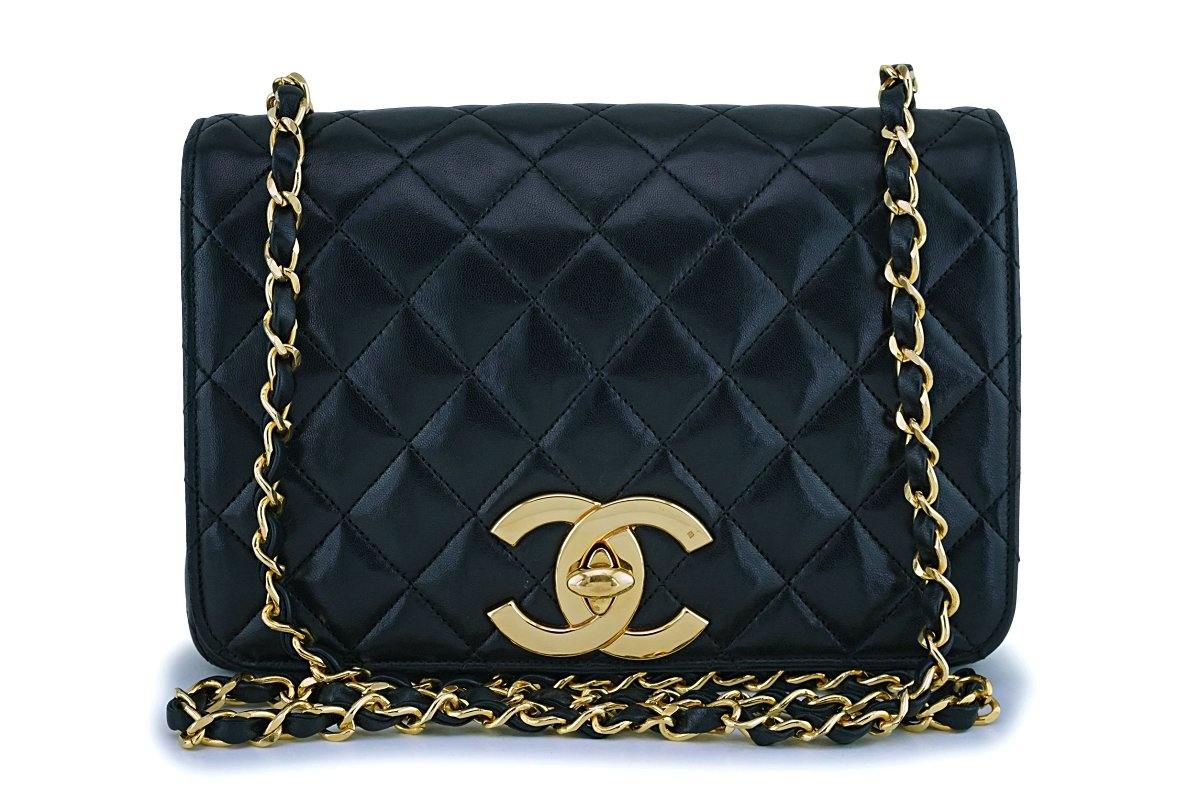 Chanel Mini Flap Bag With Pearl And Woven Chain CC Logo Black Lambskin –  Coco Approved Studio