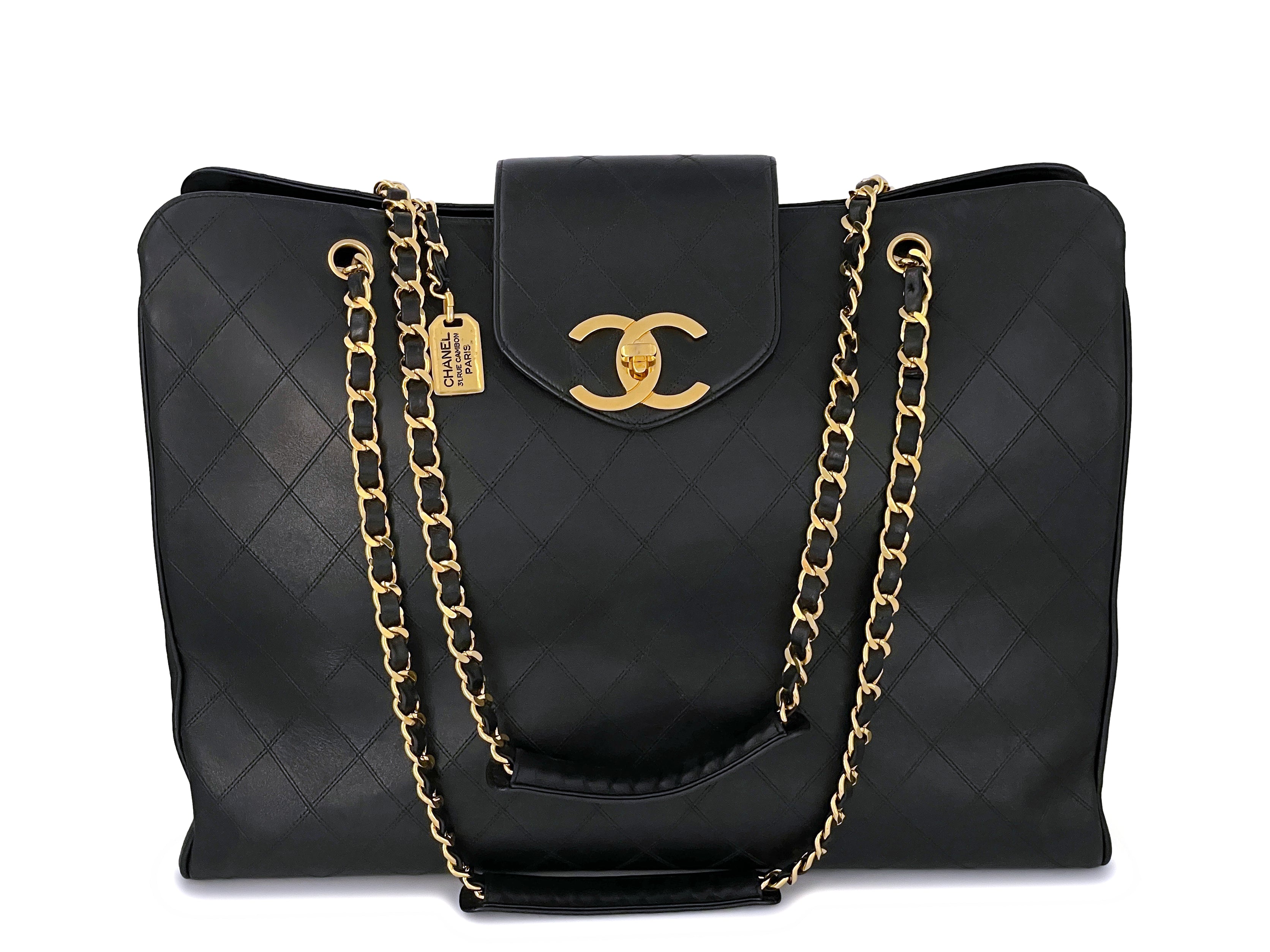 Chanel 1992 Vintage Black Weekender Supermodel XL Shopper Tote Bag 24k –  Boutique Patina