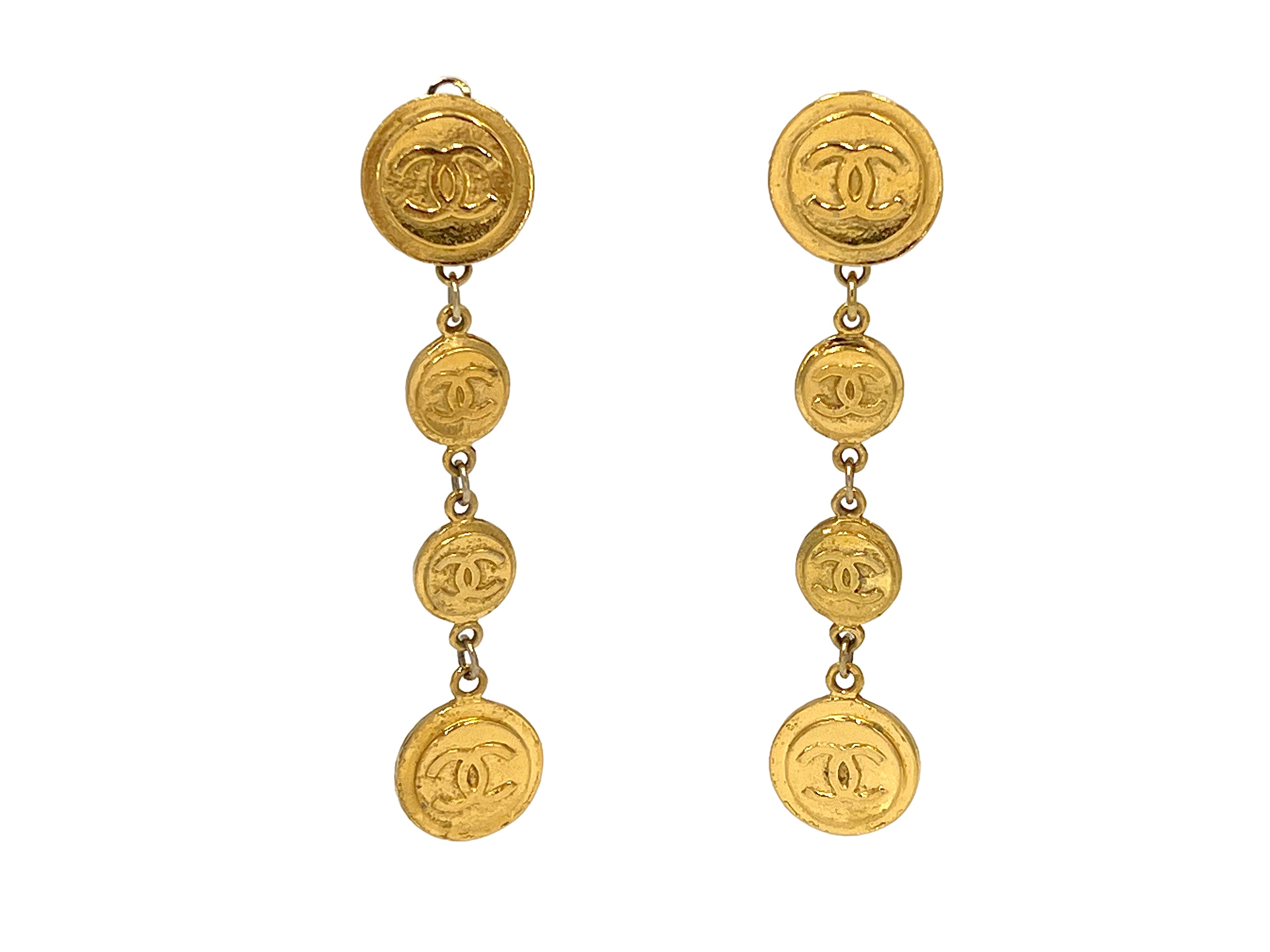 Chanel Vintage Gold Metal Quilted CC Drop Earrings, 1994 Available For  Immediate Sale At Sotheby's