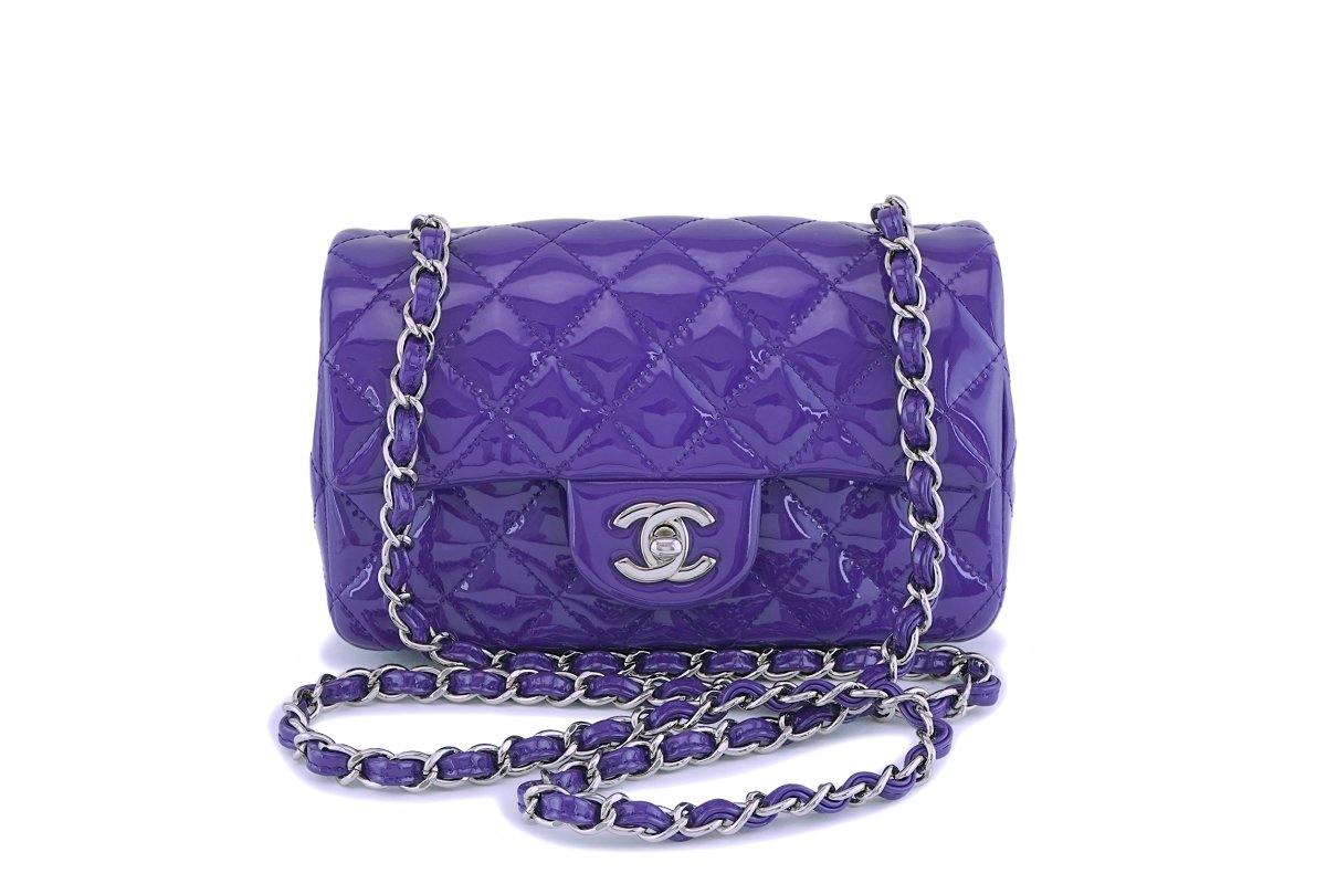 Chanel Jumbo Classic Flap Purple Quilted Lambskin Leather CC Shoulder Bag