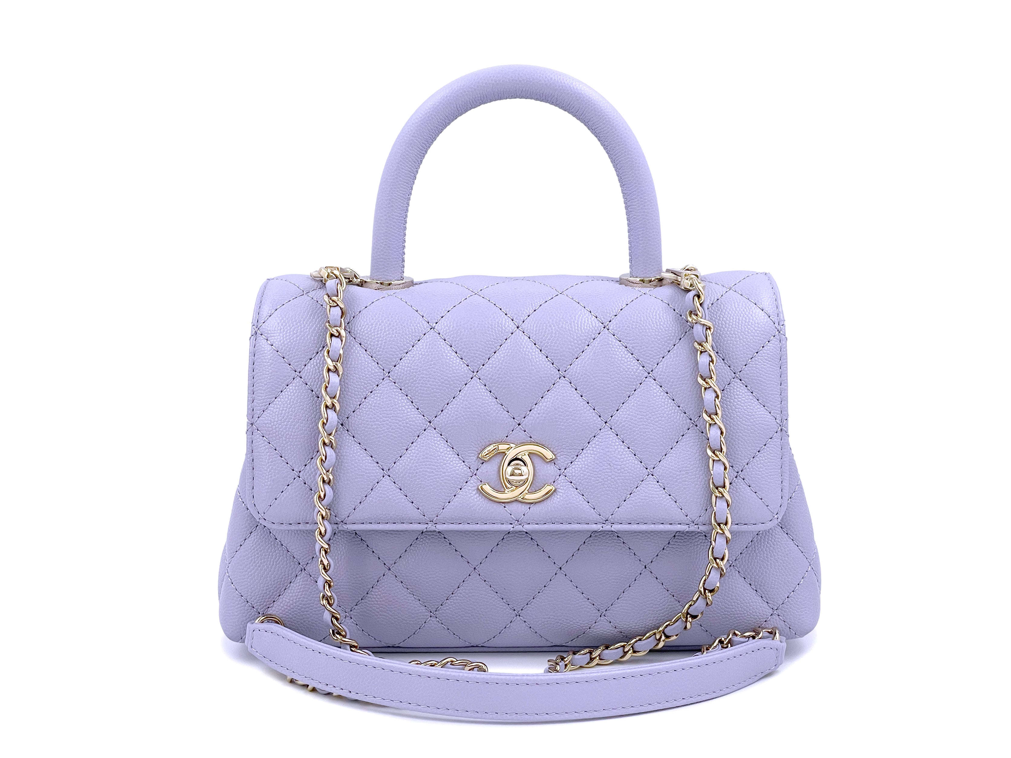 Chanel Coco Handle Bag With Woven Chain Leather Handle