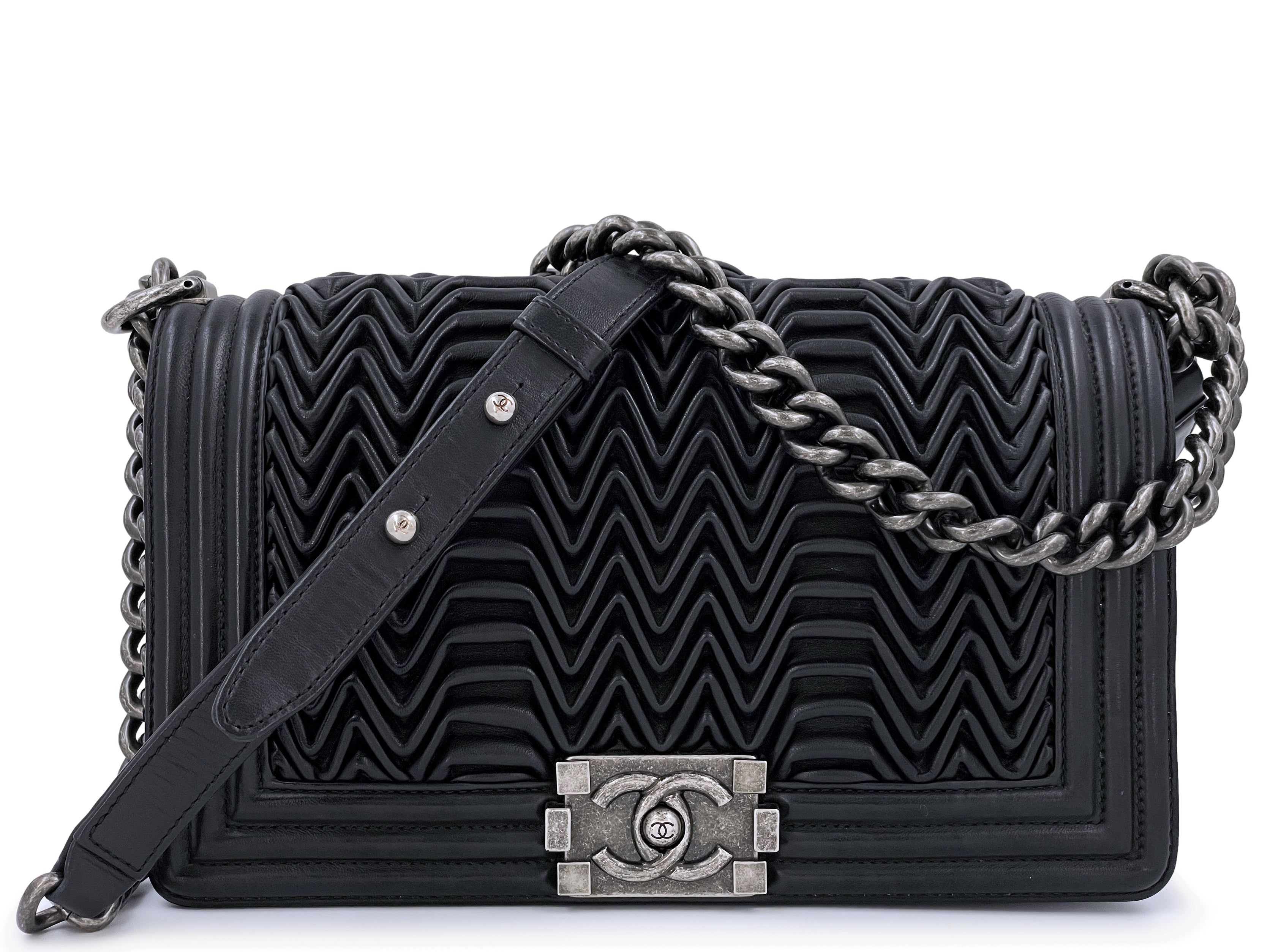Chanel Black 3D Pleated Boy Flap Bag Medium Lambskin – Boutique Patina