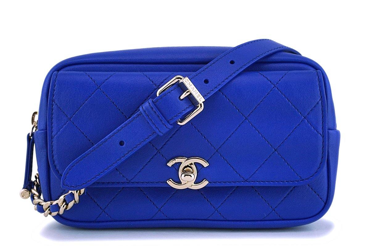 NIB 19C Chanel Electric Royal Blue Fanny Pack Waist Bum Belt Bag