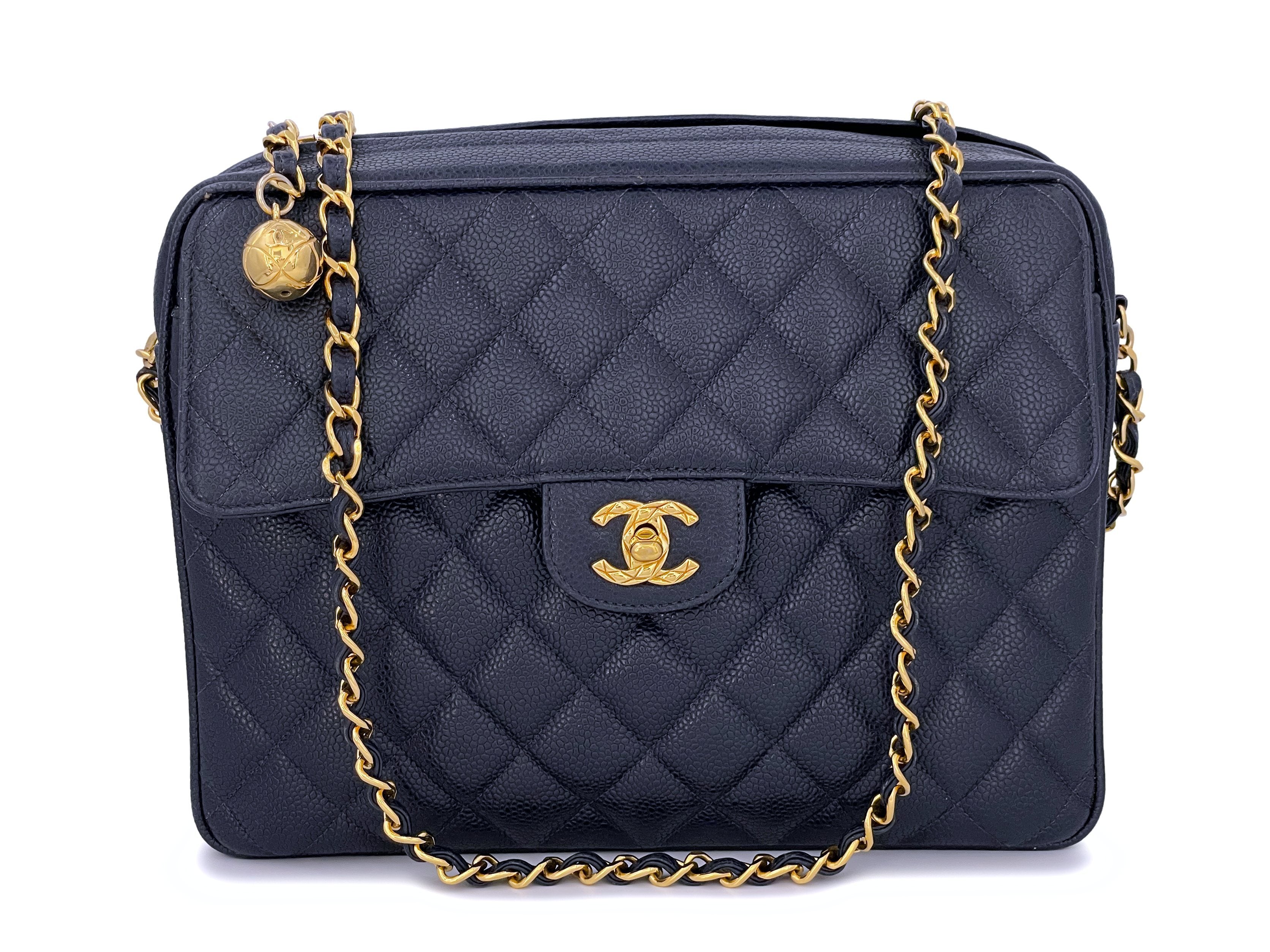 Chanel Vintage Caviar Navy Blue Mademoiselle Classic Mini Flap Bag