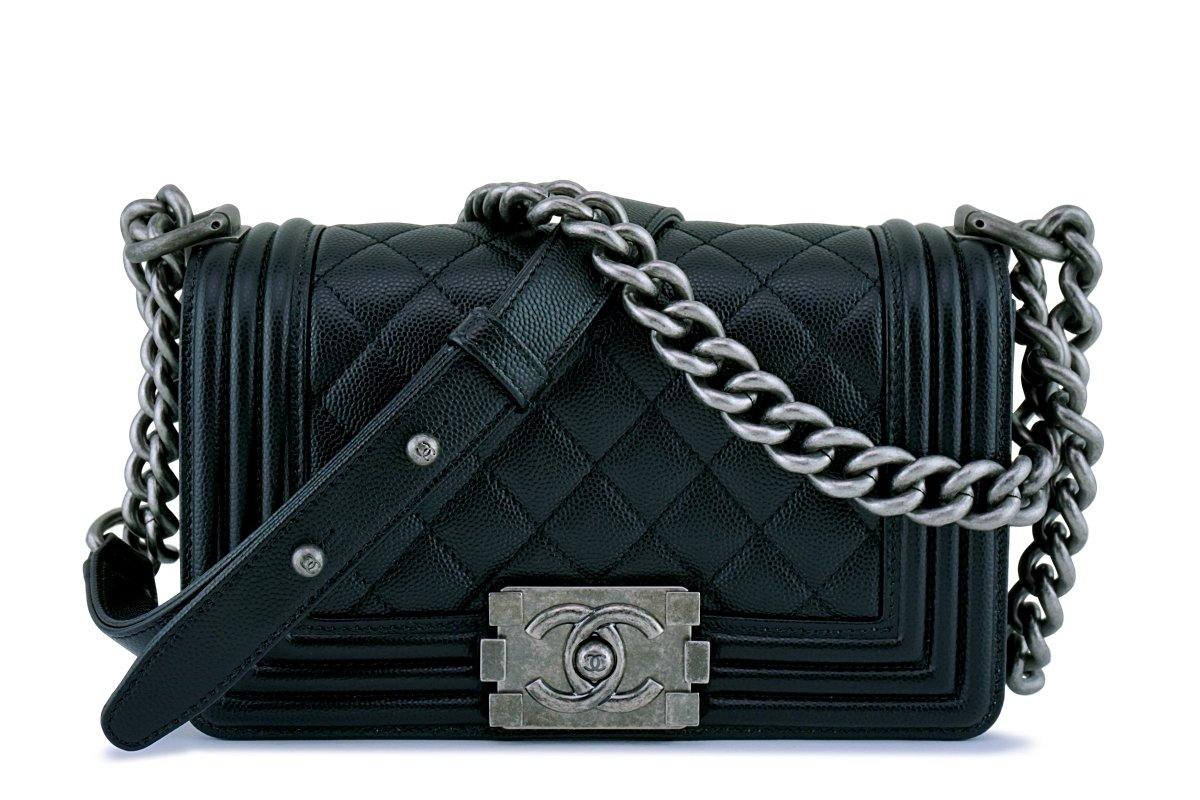 Chanel Black Quited Caviar Medium Boy Bag