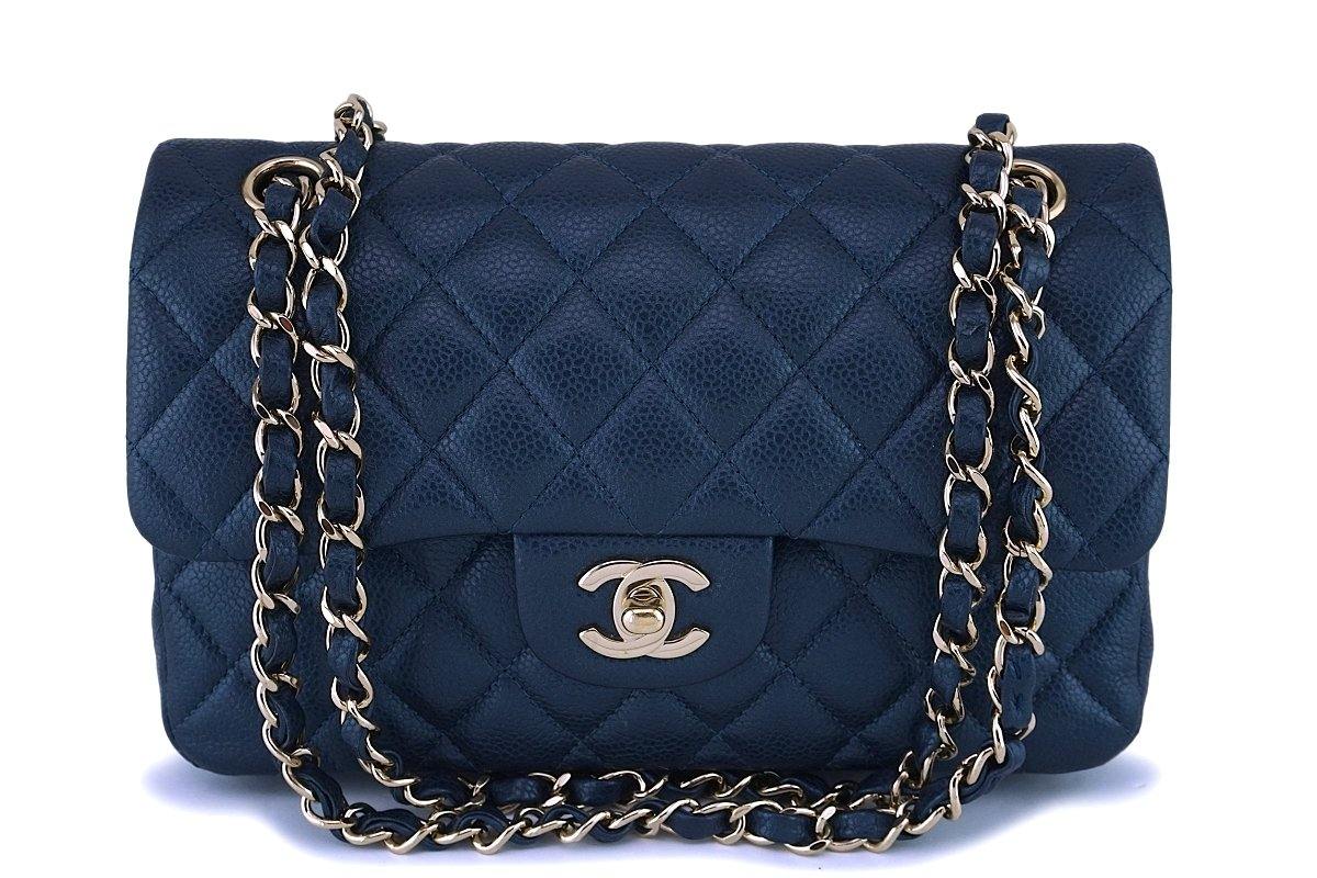 Exclusive Sale: CHANEL 18C Light Blue Caviar Quilted Classic Flap