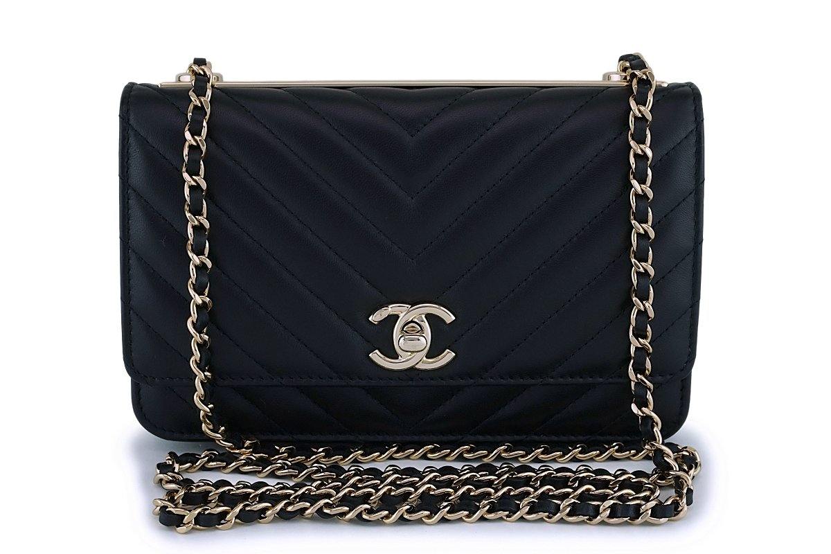 NIB Chanel Black Classic Trendy CC Wallet on Chain WOC Mini