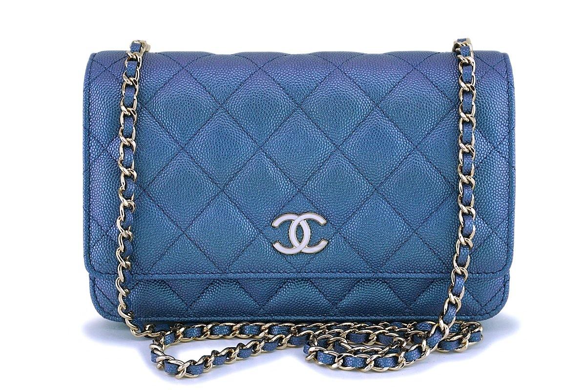 Chanel Mini Wallet With Chain Iridescent Pink Caviar Gold