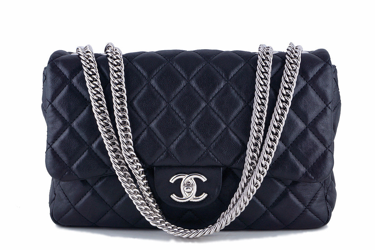 Chanel Black Jumbo Classic 2.55 Flap with Bijoux Chain Bag