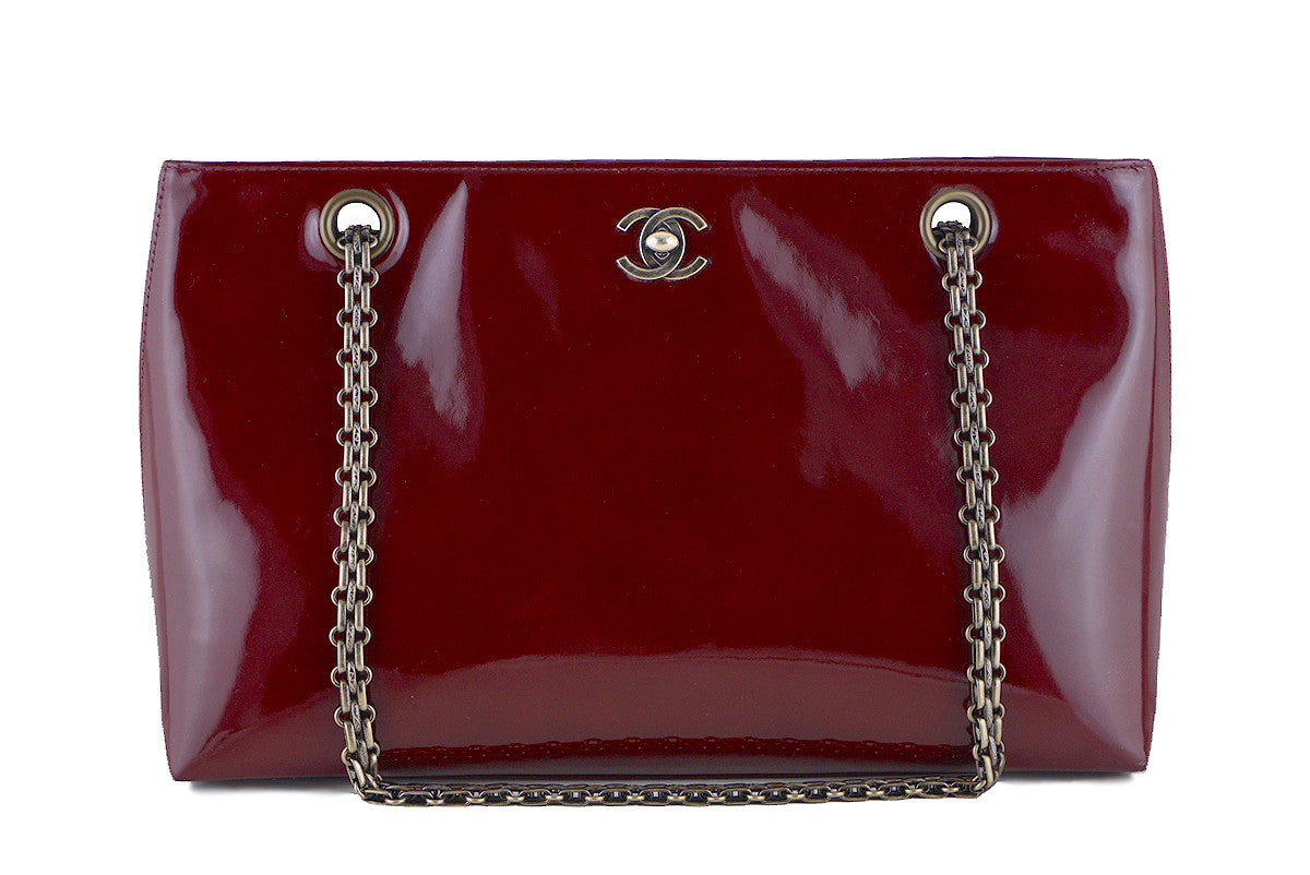 Chanel Burgundy Red Patent Luxe Classic Shopper Tote with Bijoux Chain –  Boutique Patina