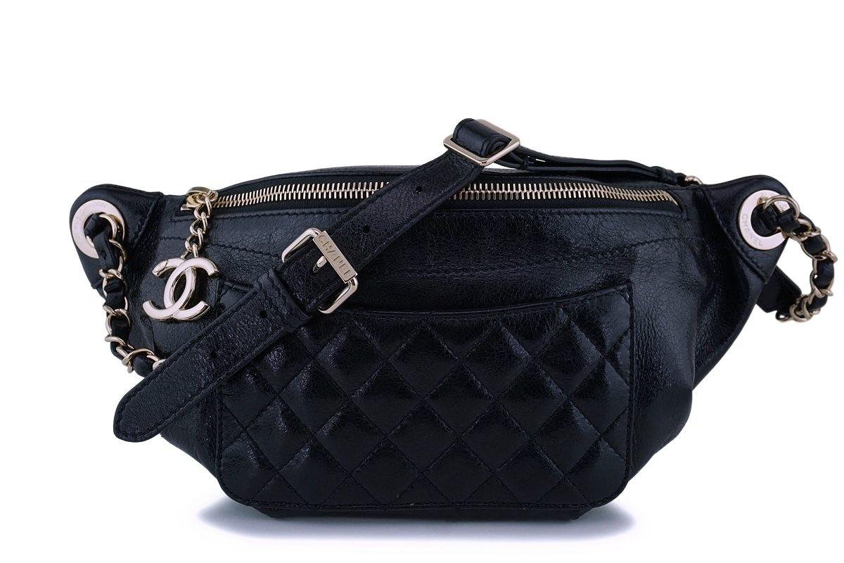 Chanel Black Glazed Calfskin Pocket Banane Fanny Pack Belt Bum Bag G – Boutique  Patina