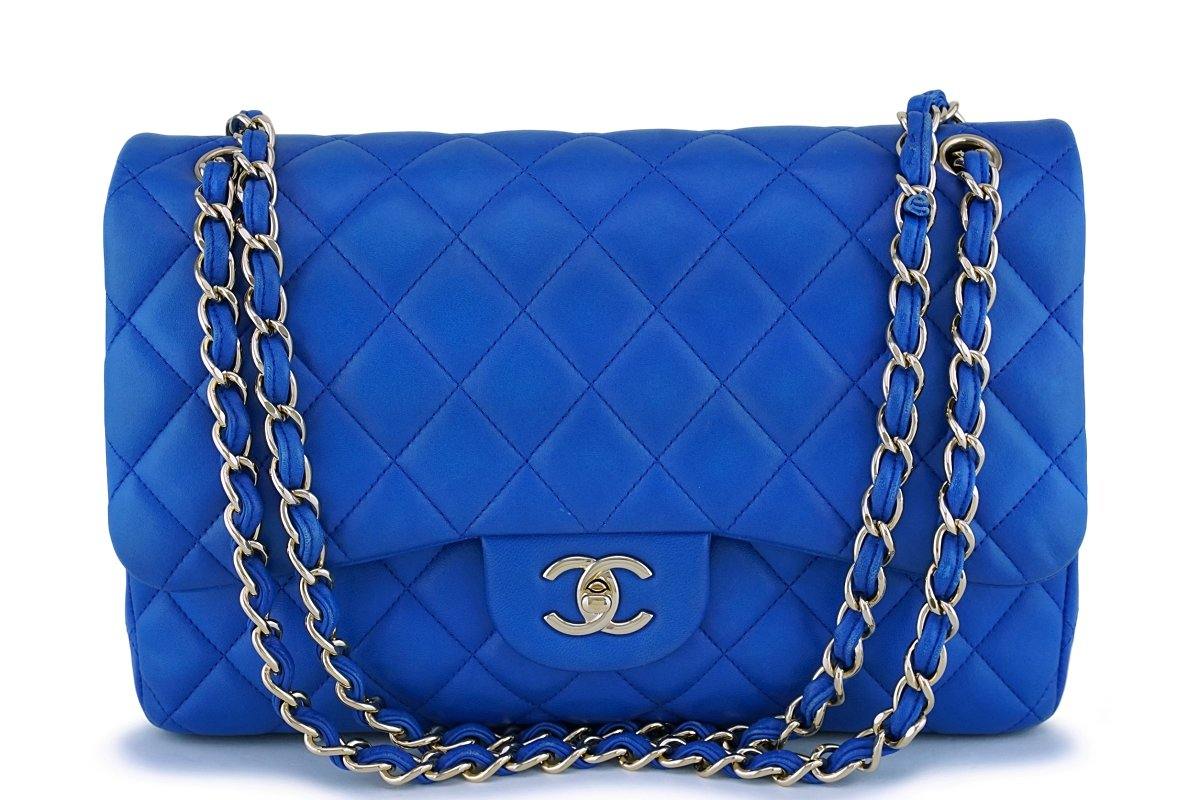 Chanel Navy Caviar Jumbo Classic Double Flap Bag GHW 16C Blue