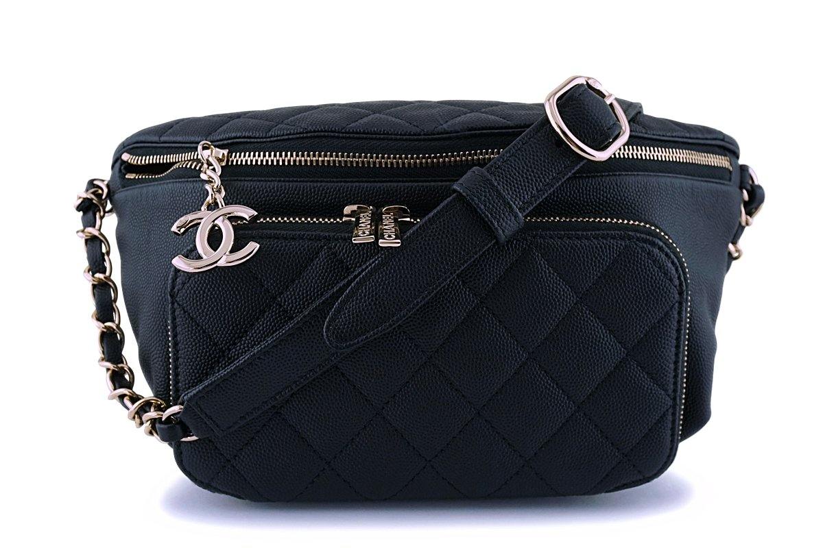 Chanel Uniform Black Quilted Caviar Waist Belt Bag  myGemma  Item 117802