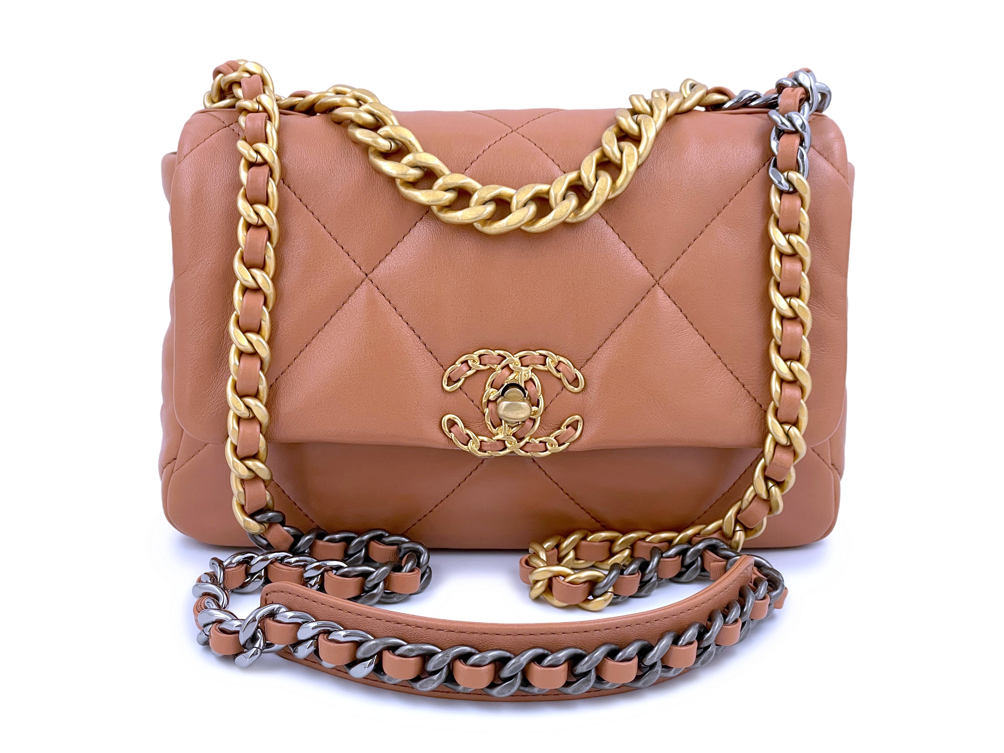 Chanel Chanel 19 Medium Flap Bag in 21K Caramel Lambskin | Dearluxe