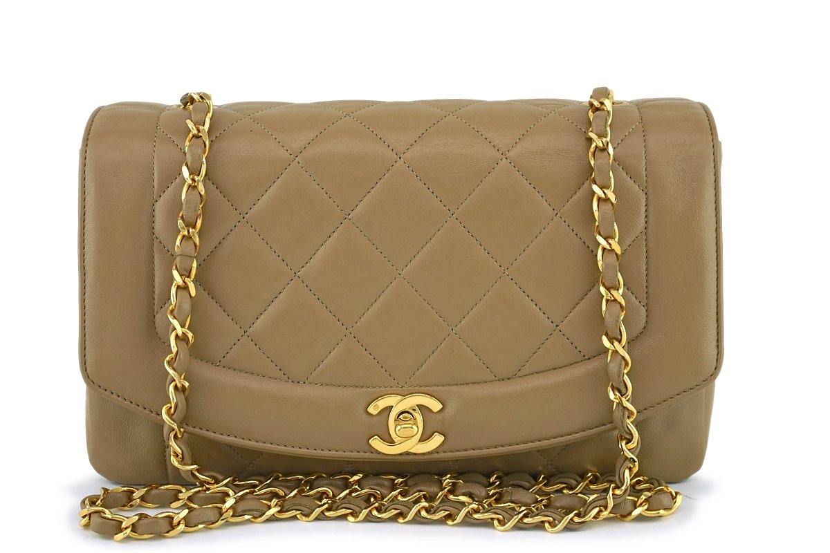 Chanel 1991 Vintage Milk Tea Beige Diana Flap Bag Medium 24k GHW –  Boutique Patina