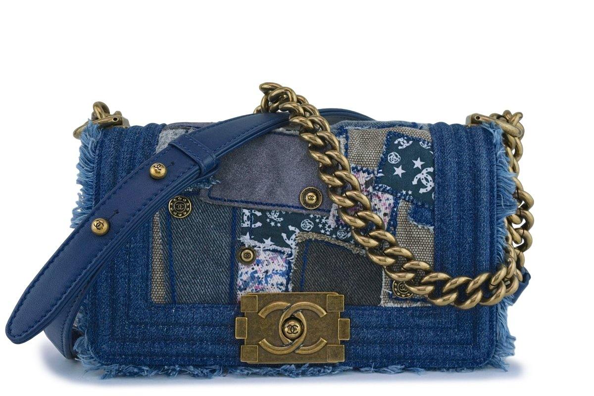 Chanel Patchwork Denim Jumbo Classic Single Flap Bag - Blue