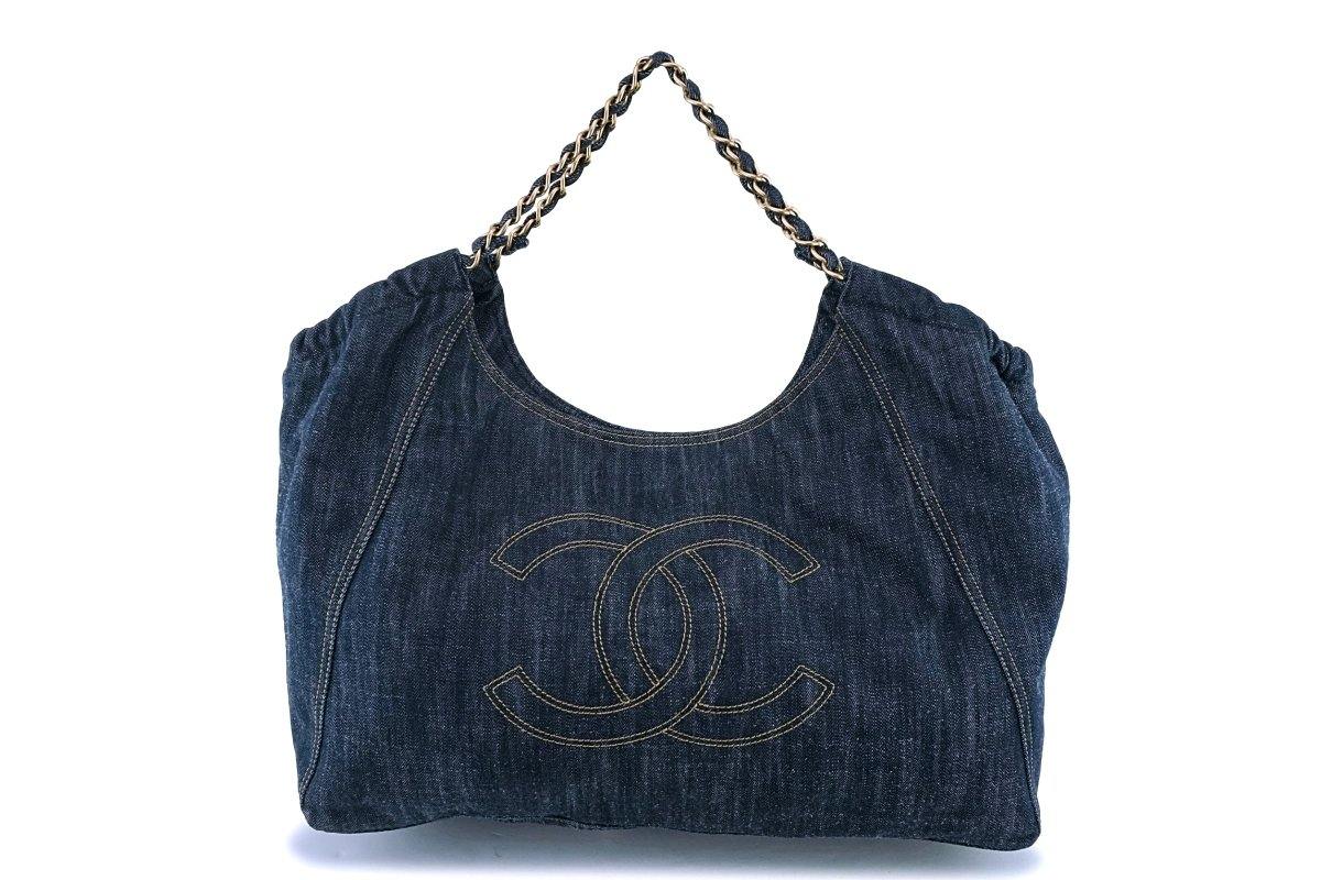 Chanel Denim Coco Cabas Chain Hobo Bag Auction