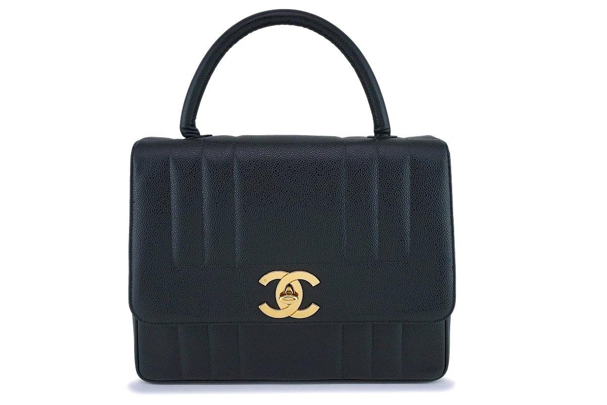 Chanel Vintage Black Caviar Jumbo Kelly 